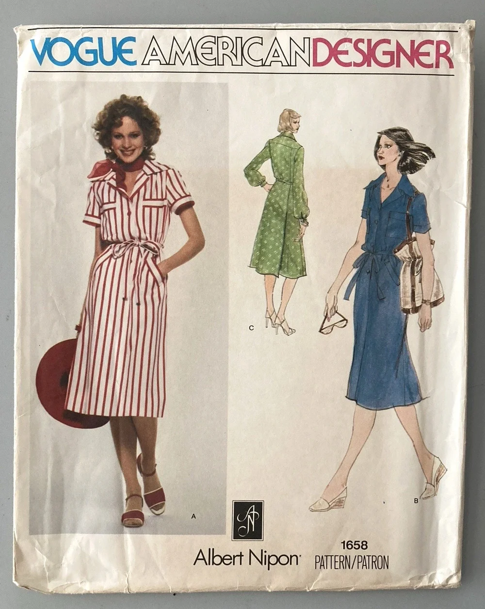Vogue American Designer 1658 Albert Nipon Pattern Misses Shirtdress Sz 16 Uncut